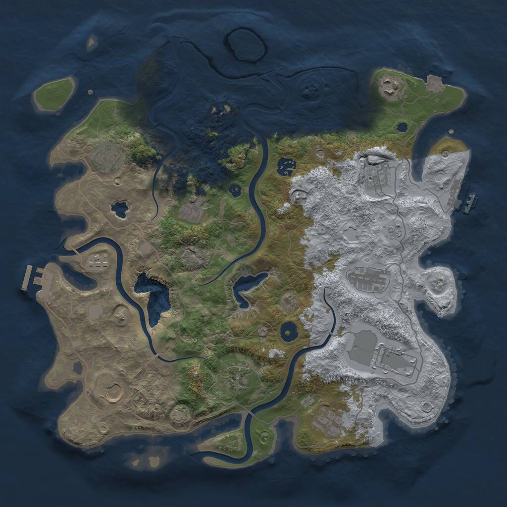 Rust Map: Procedural Map, Size: 4000, Seed: 1910807372, 17 Monuments