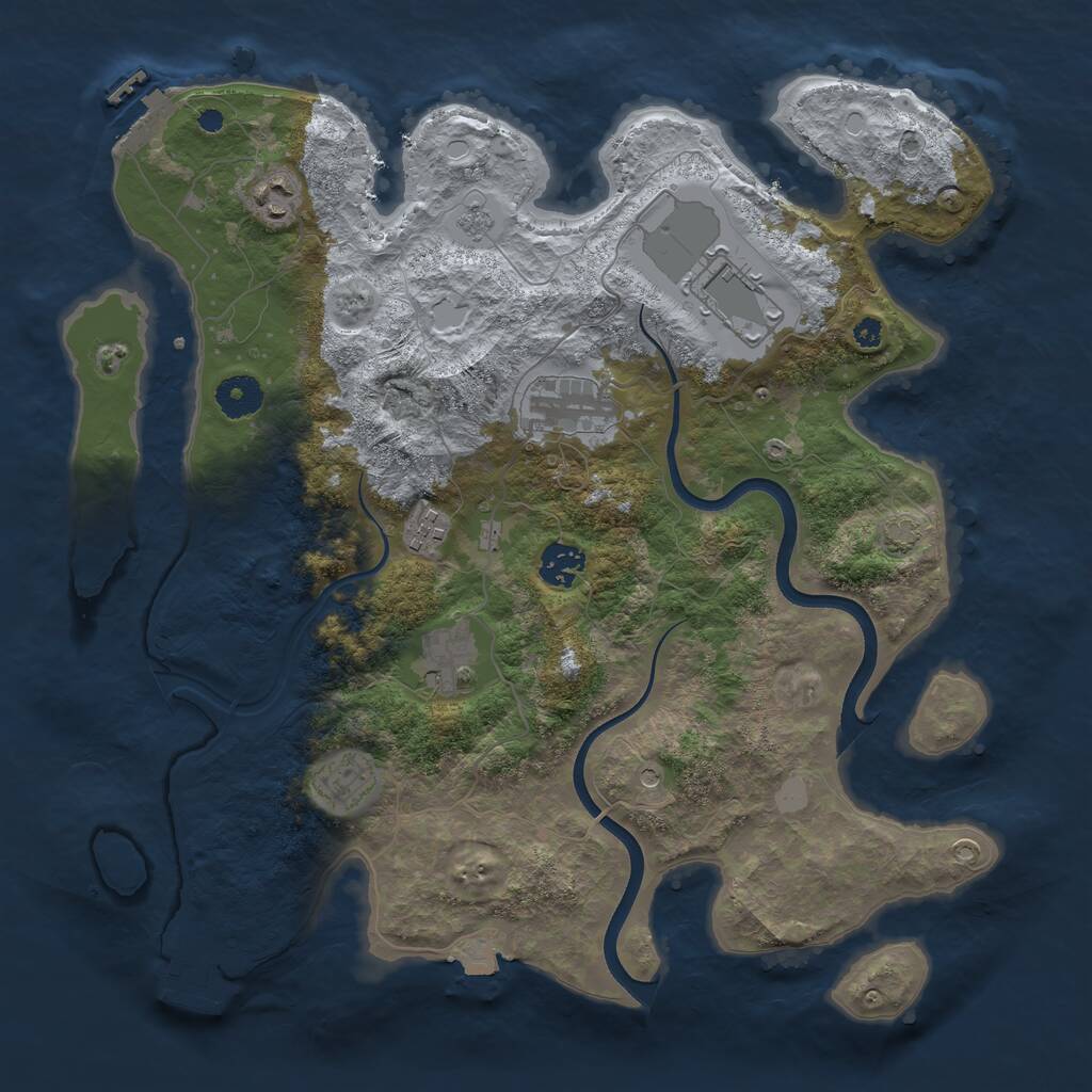 Rust Map: Procedural Map, Size: 3700, Seed: 505000, 13 Monuments
