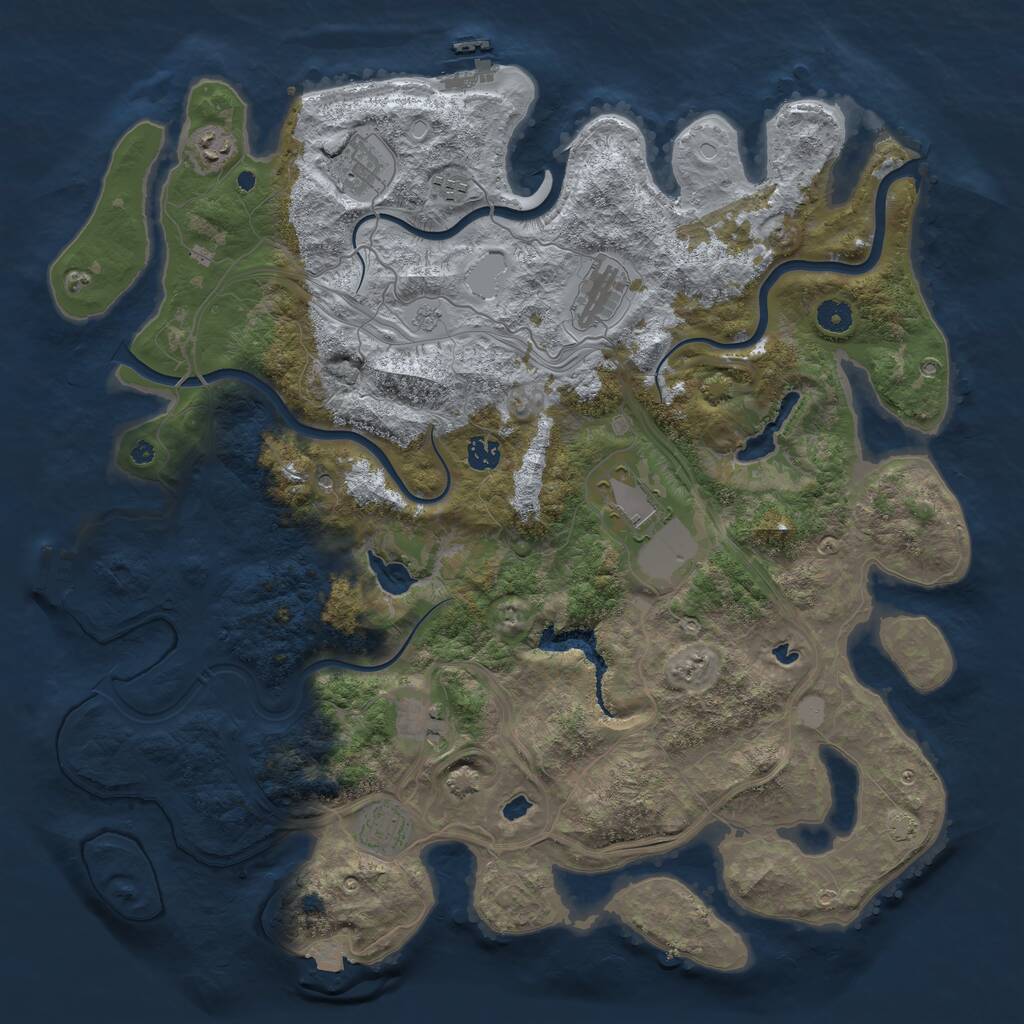 Rust Map: Procedural Map, Size: 4500, Seed: 1375322219, 14 Monuments