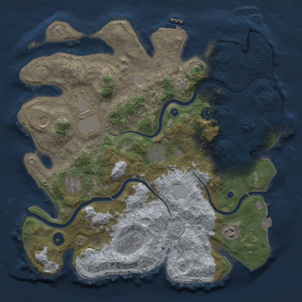 Rust Map: Procedural Map, Size: 3750, Seed: 1995226573, 14 Monuments