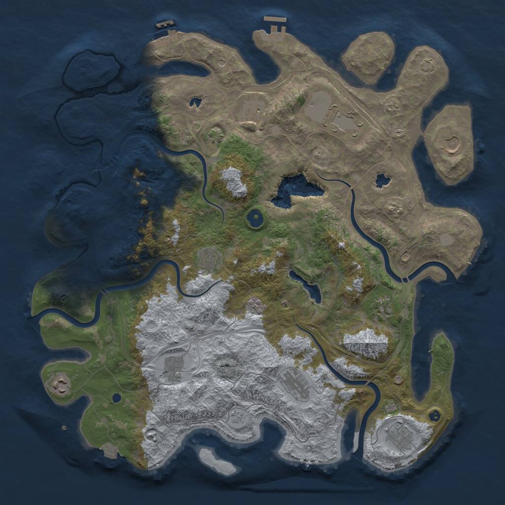 Rust Map: Procedural Map, Size: 4500, Seed: 2107312281, 16 Monuments