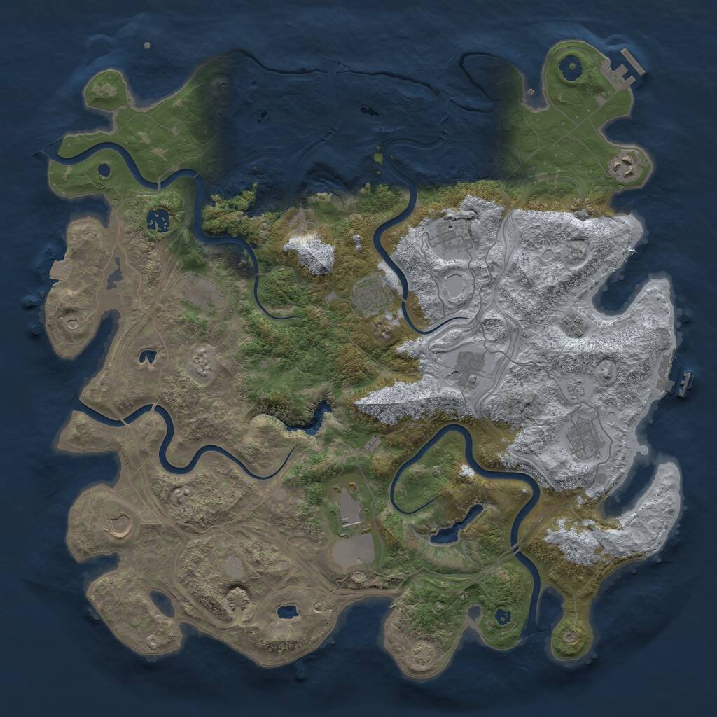 Rust Map: Procedural Map, Size: 4500, Seed: 1194735527, 16 Monuments