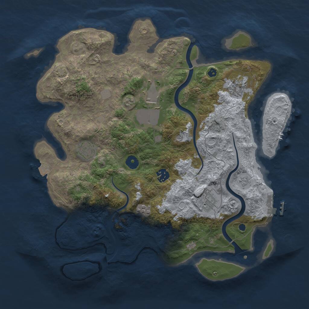 Rust Map: Procedural Map, Size: 3600, Seed: 768190, 11 Monuments