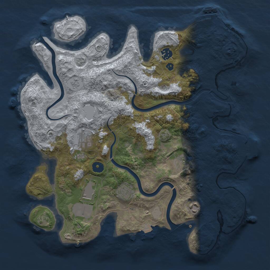 Rust Map: Procedural Map, Size: 3600, Seed: 2106593295, 12 Monuments