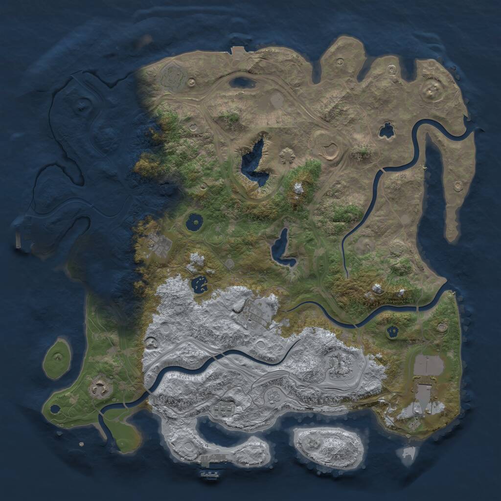 Rust Map: Procedural Map, Size: 4400, Seed: 458254, 15 Monuments