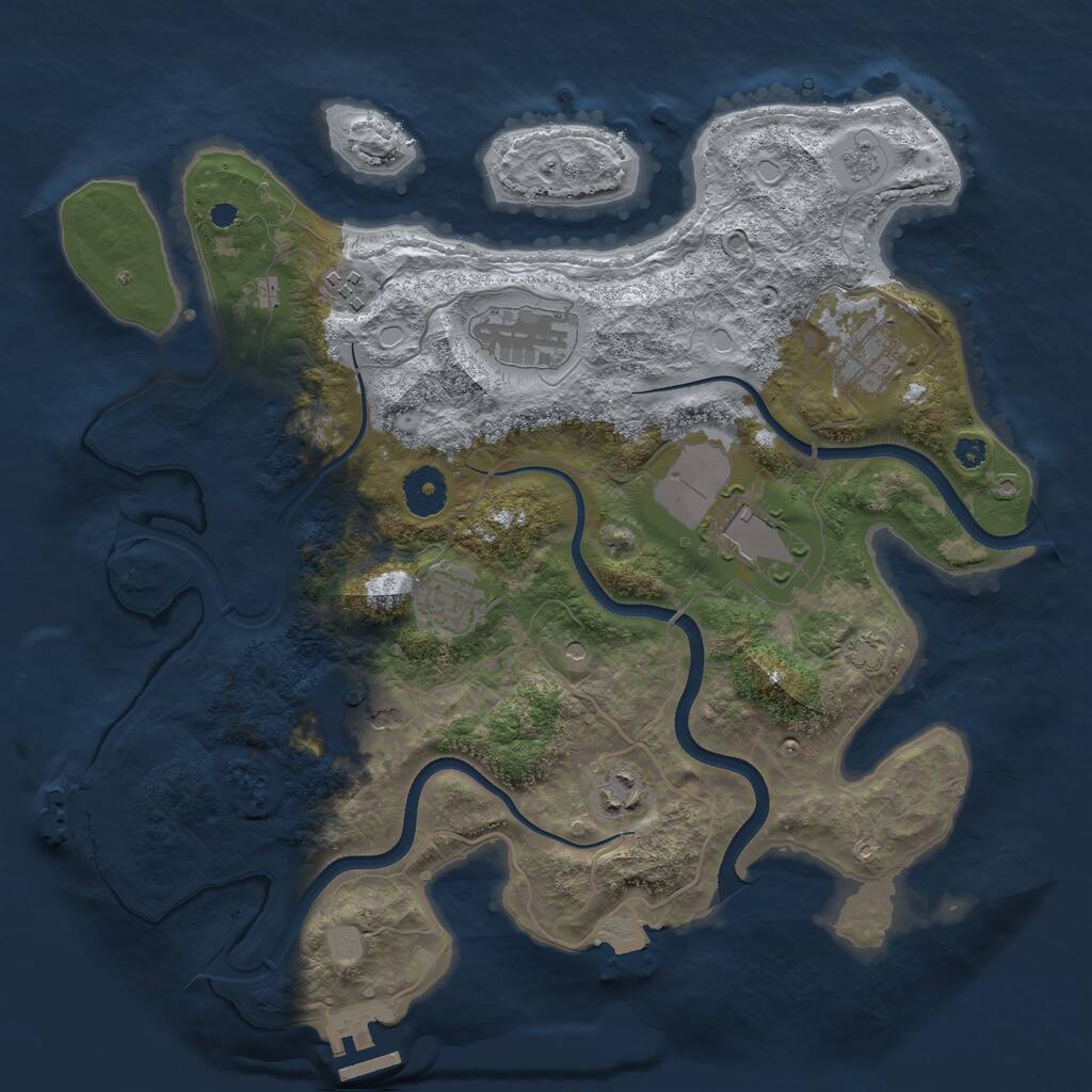 Rust Map: Procedural Map, Size: 3500, Seed: 391034545, 13 Monuments