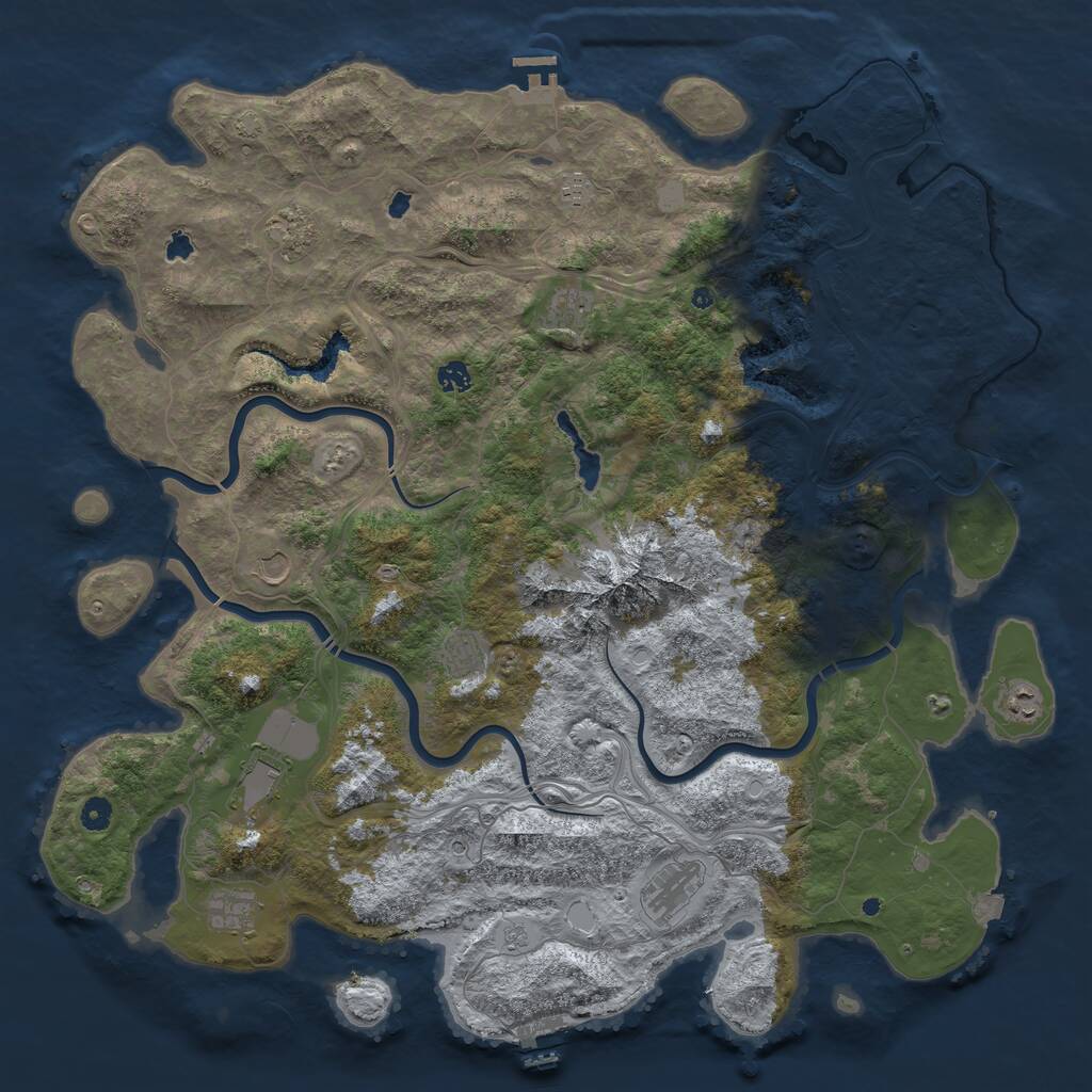Rust Map: Procedural Map, Size: 5005, Seed: 2129951749, 16 Monuments
