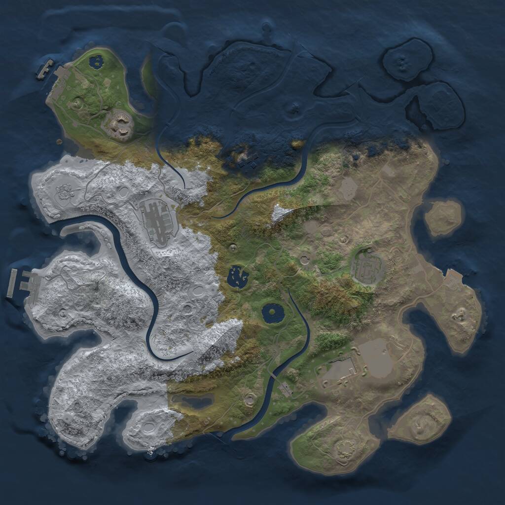 Rust Map: Procedural Map, Size: 3500, Seed: 52172620, 12 Monuments