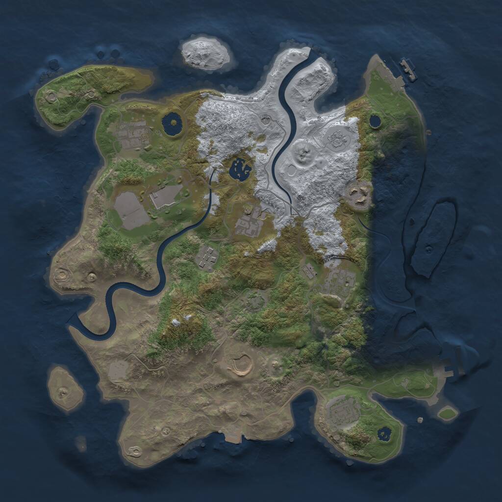 Rust Map: Procedural Map, Size: 3500, Seed: 743491580, 15 Monuments