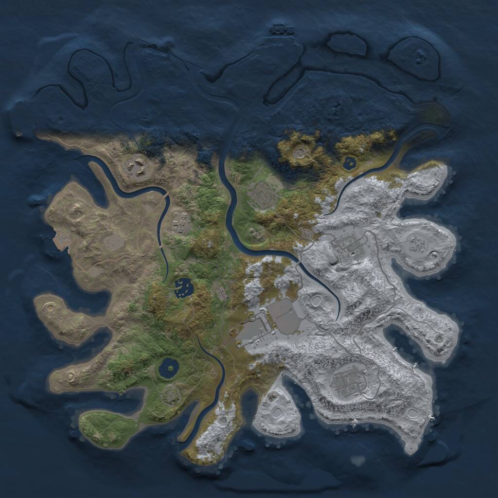 Rust Map: Procedural Map, Size: 3700, Seed: 254528519, 13 Monuments