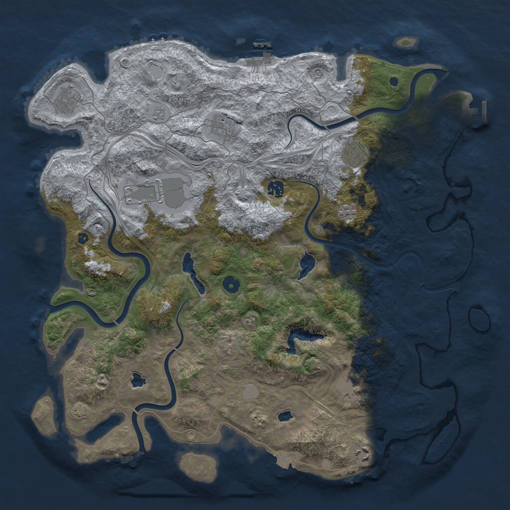 Rust Map: Procedural Map, Size: 4500, Seed: 424783435, 14 Monuments