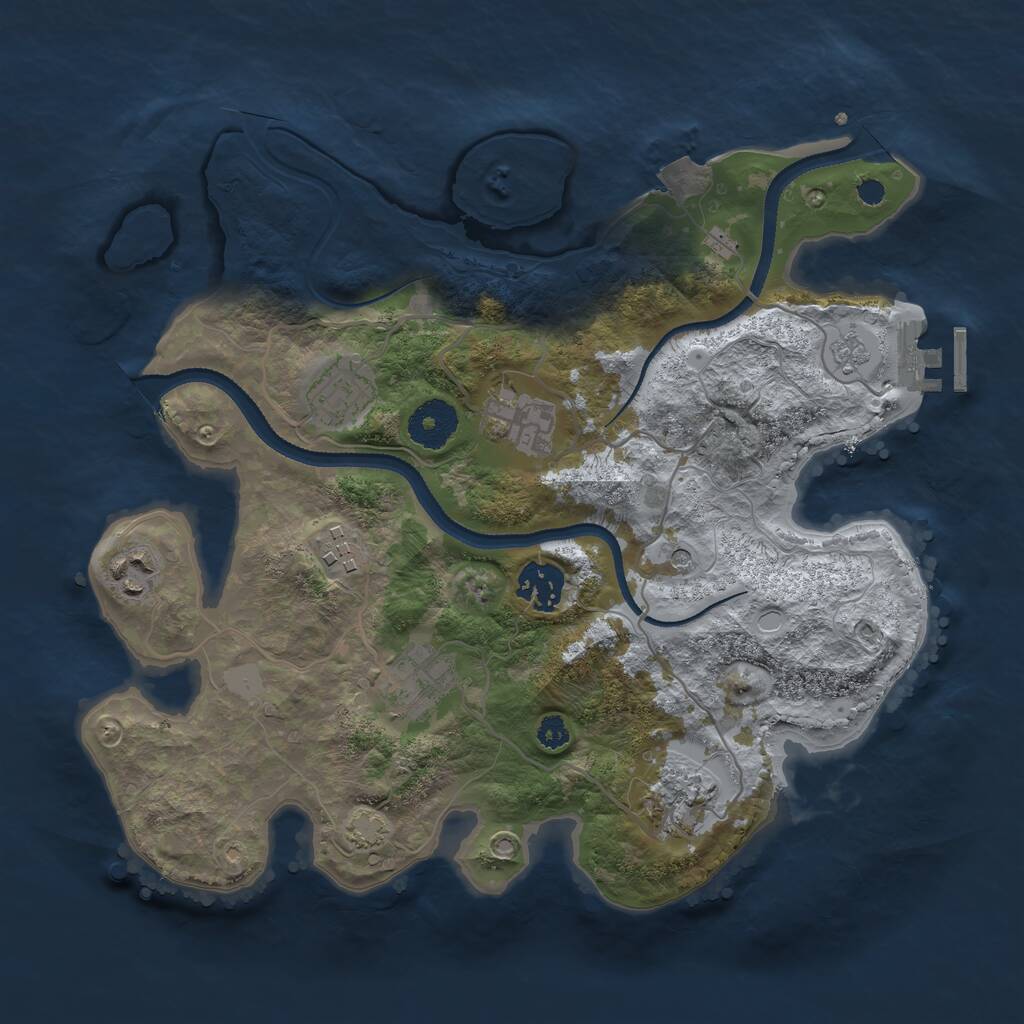 Rust Map: Procedural Map, Size: 3200, Seed: 74, 12 Monuments