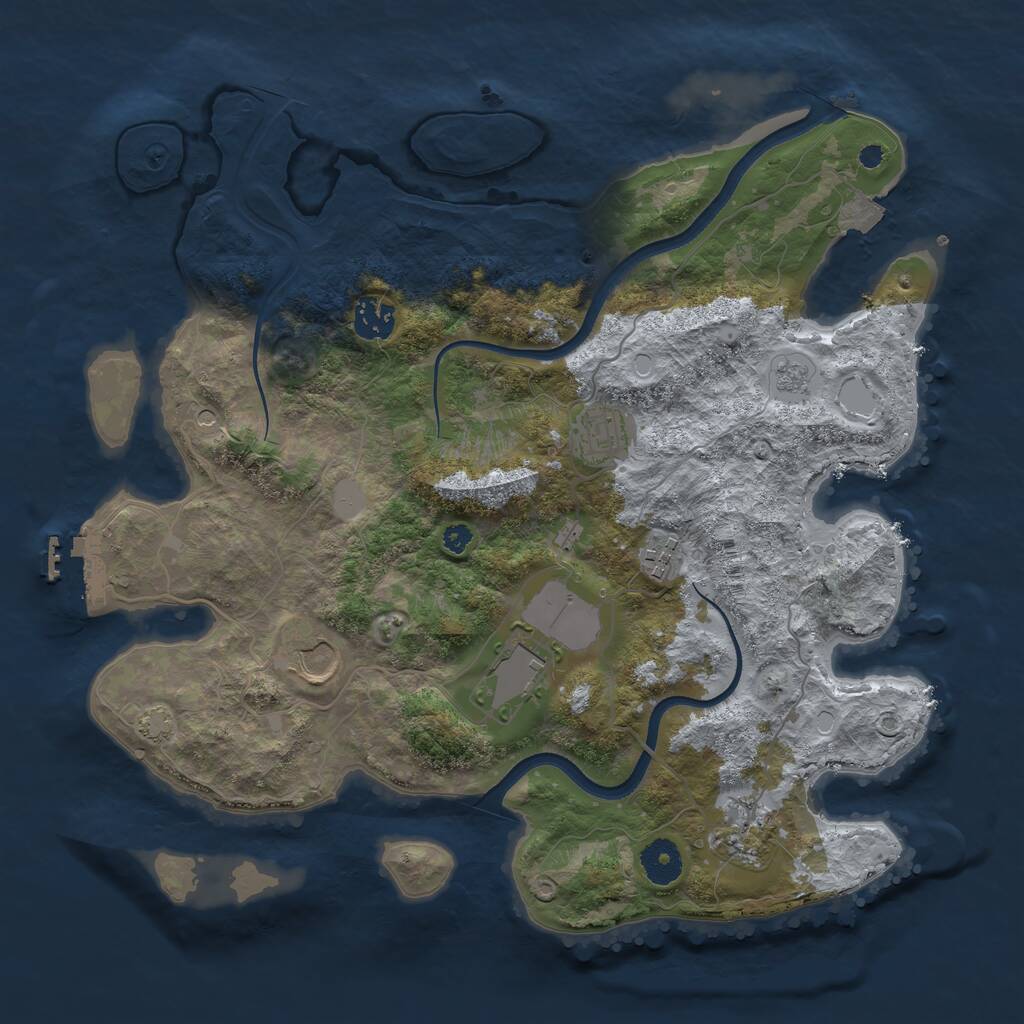 Rust Map: Procedural Map, Size: 3600, Seed: 2485, 11 Monuments
