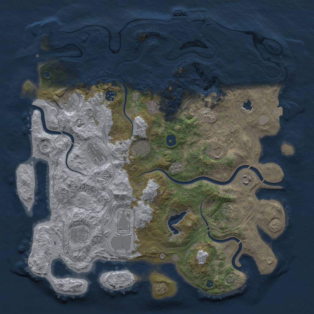 Rust Map: Procedural Map, Size: 4250, Seed: 843511192, 17 Monuments
