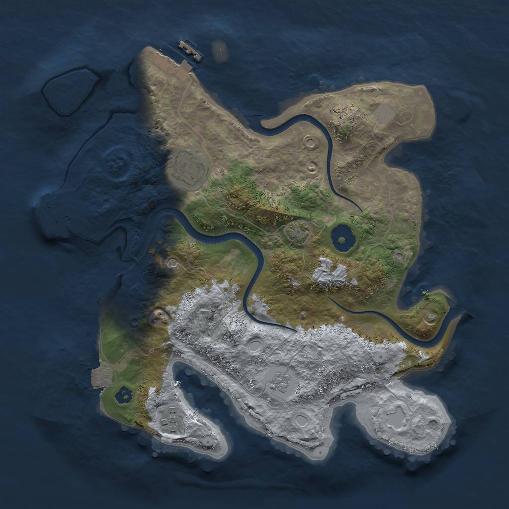 Rust Map: Procedural Map, Size: 3000, Seed: 684007307, 8 Monuments