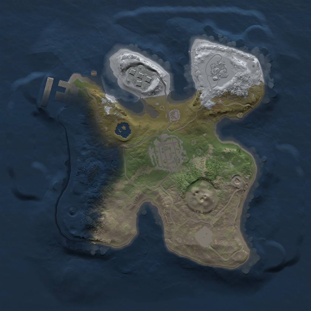 Rust Map: Procedural Map, Size: 2000, Seed: 1095506812, 5 Monuments