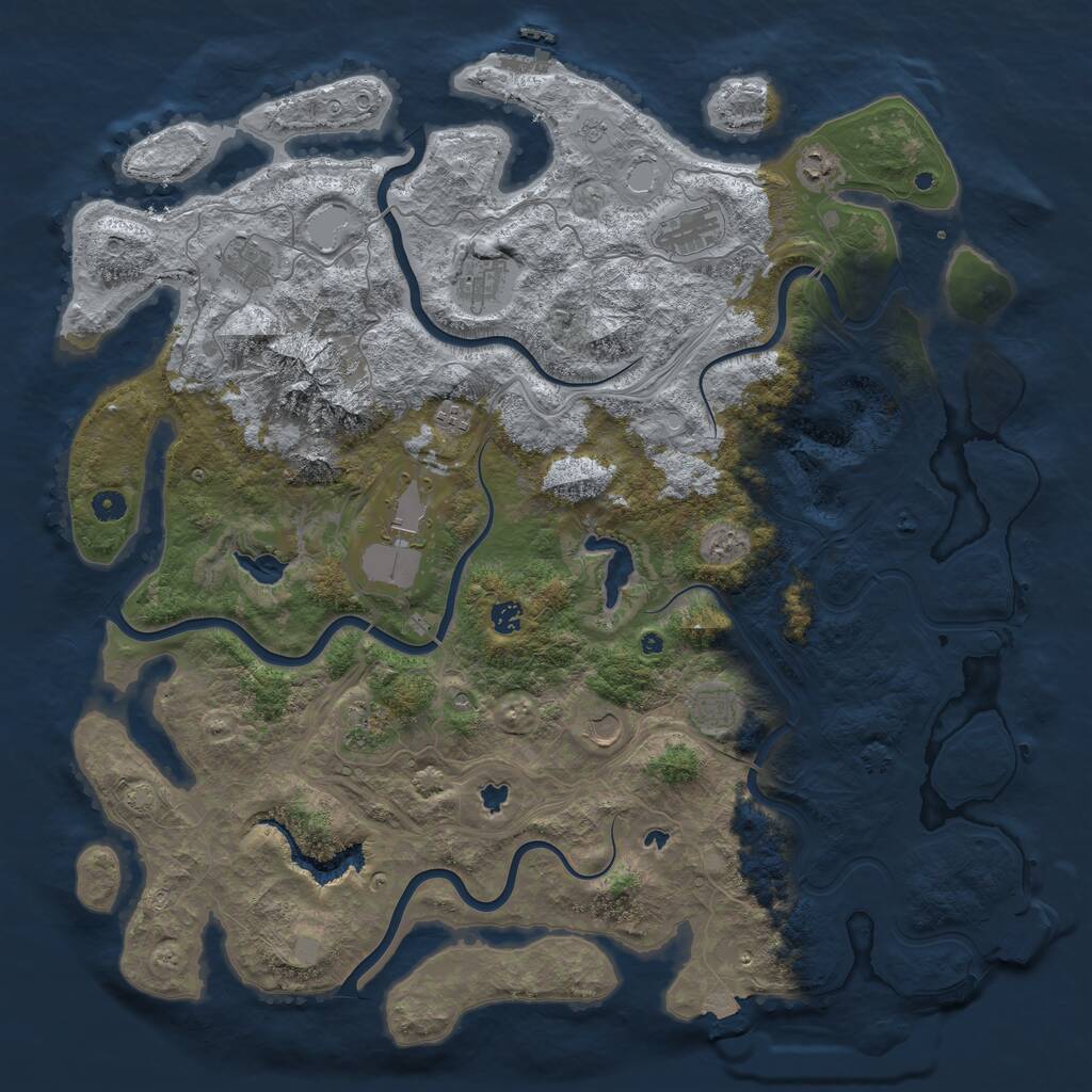 Rust Map: Procedural Map, Size: 5000, Seed: 5985, 16 Monuments