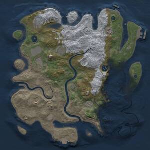 Thumbnail Rust Map: Procedural Map, Size: 3600, Seed: 545325225, 13 Monuments