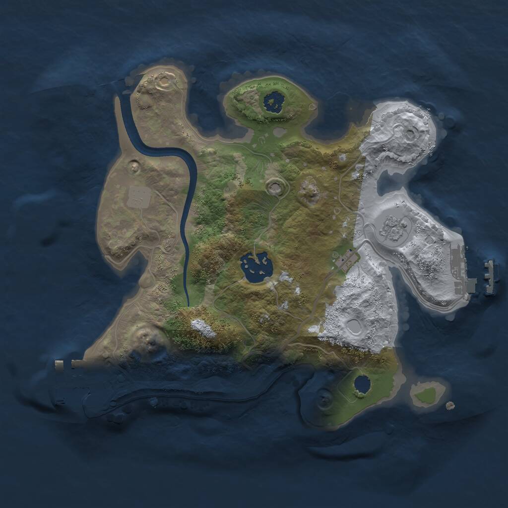Rust Map: Procedural Map, Size: 2400, Seed: 1340489170, 5 Monuments