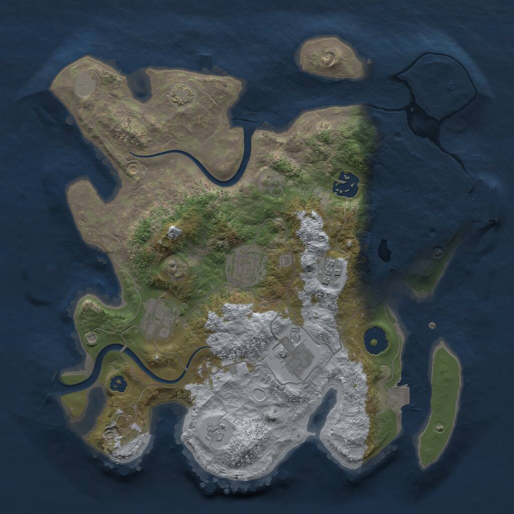 Rust Map: Procedural Map, Size: 3000, Seed: 1983535750, 9 Monuments