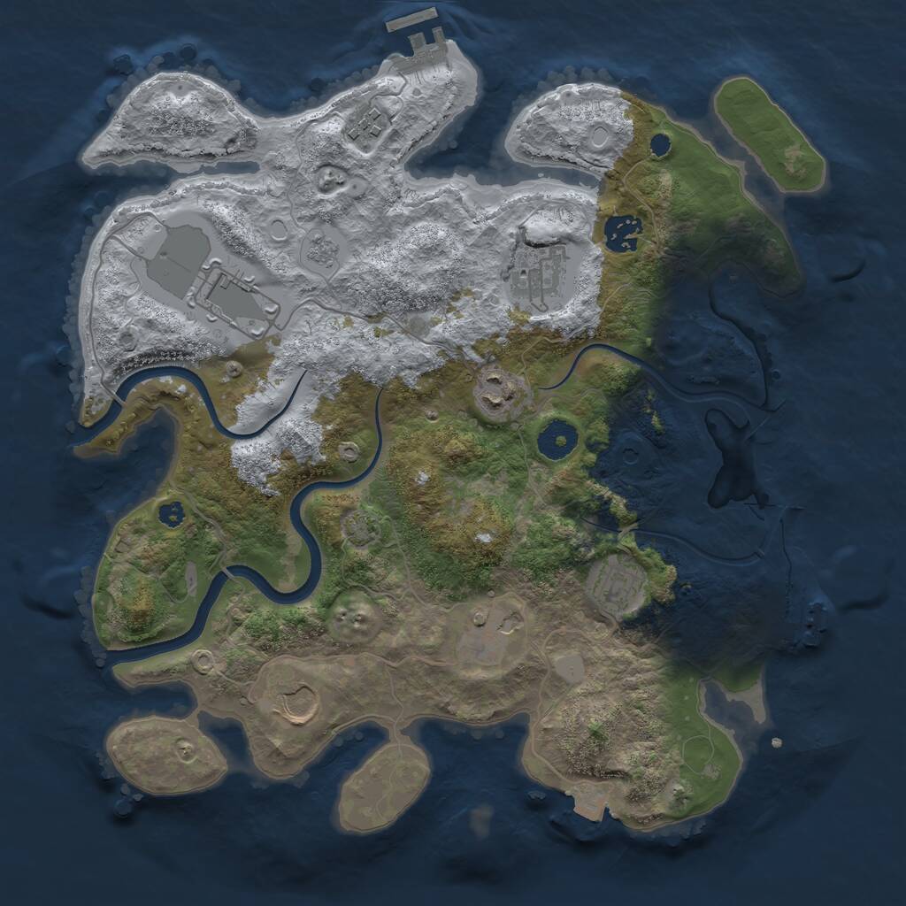 Rust Map: Procedural Map, Size: 3500, Seed: 806788757, 14 Monuments