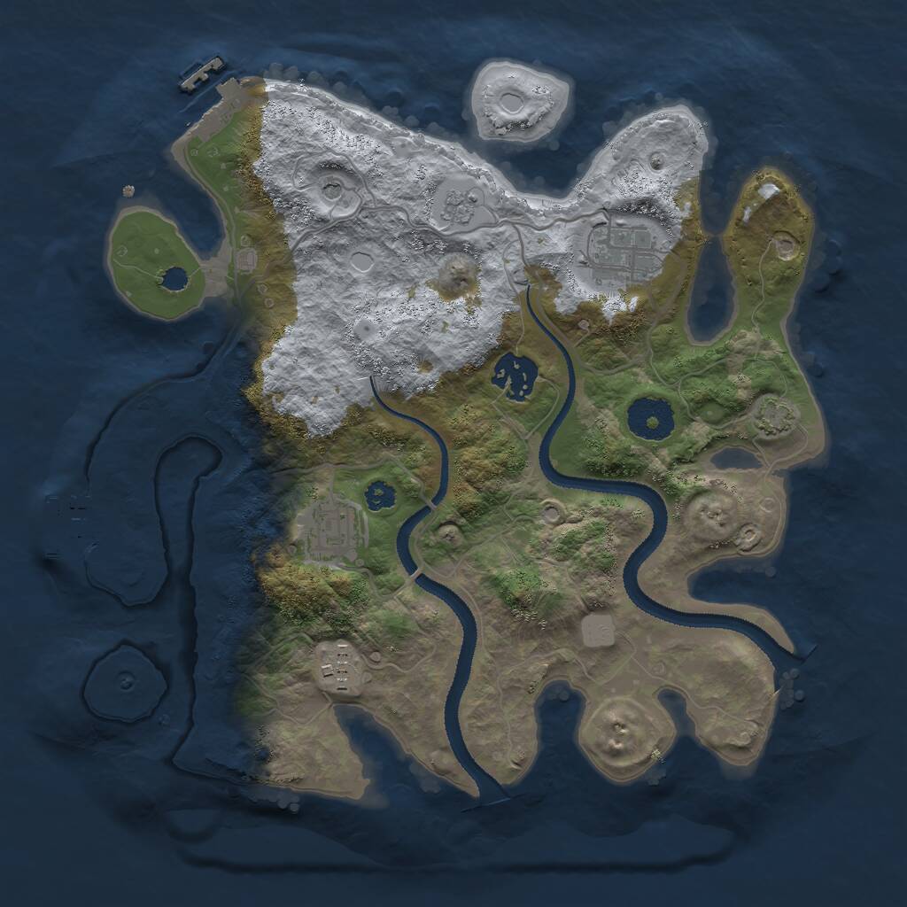 Rust Map: Procedural Map, Size: 3000, Seed: 1242612572, 10 Monuments