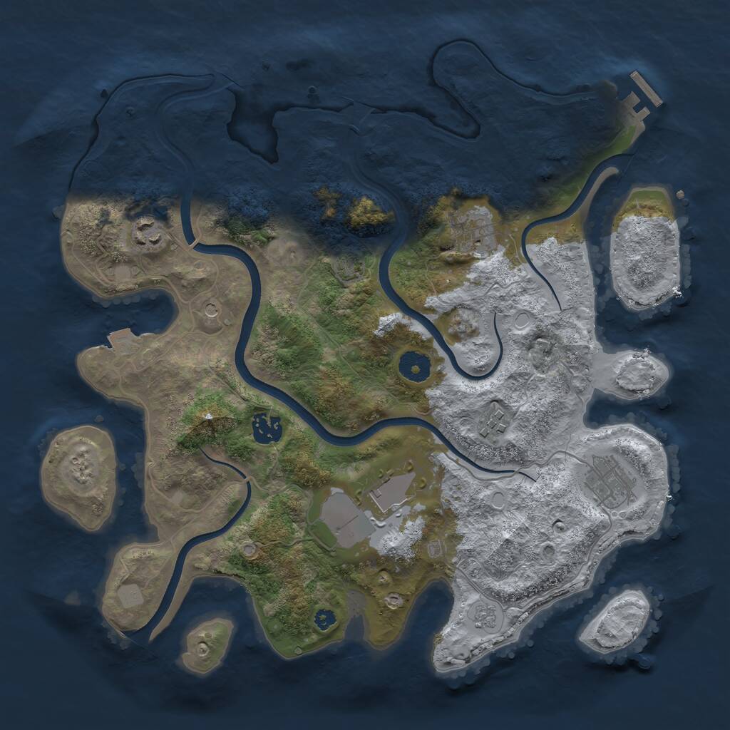 Rust Map: Procedural Map, Size: 3500, Seed: 719916379, 11 Monuments