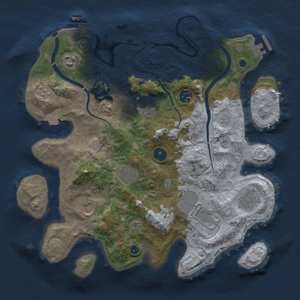 Rust Map: Procedural Map, Size: 3500, Seed: 719916379, 14 Monuments