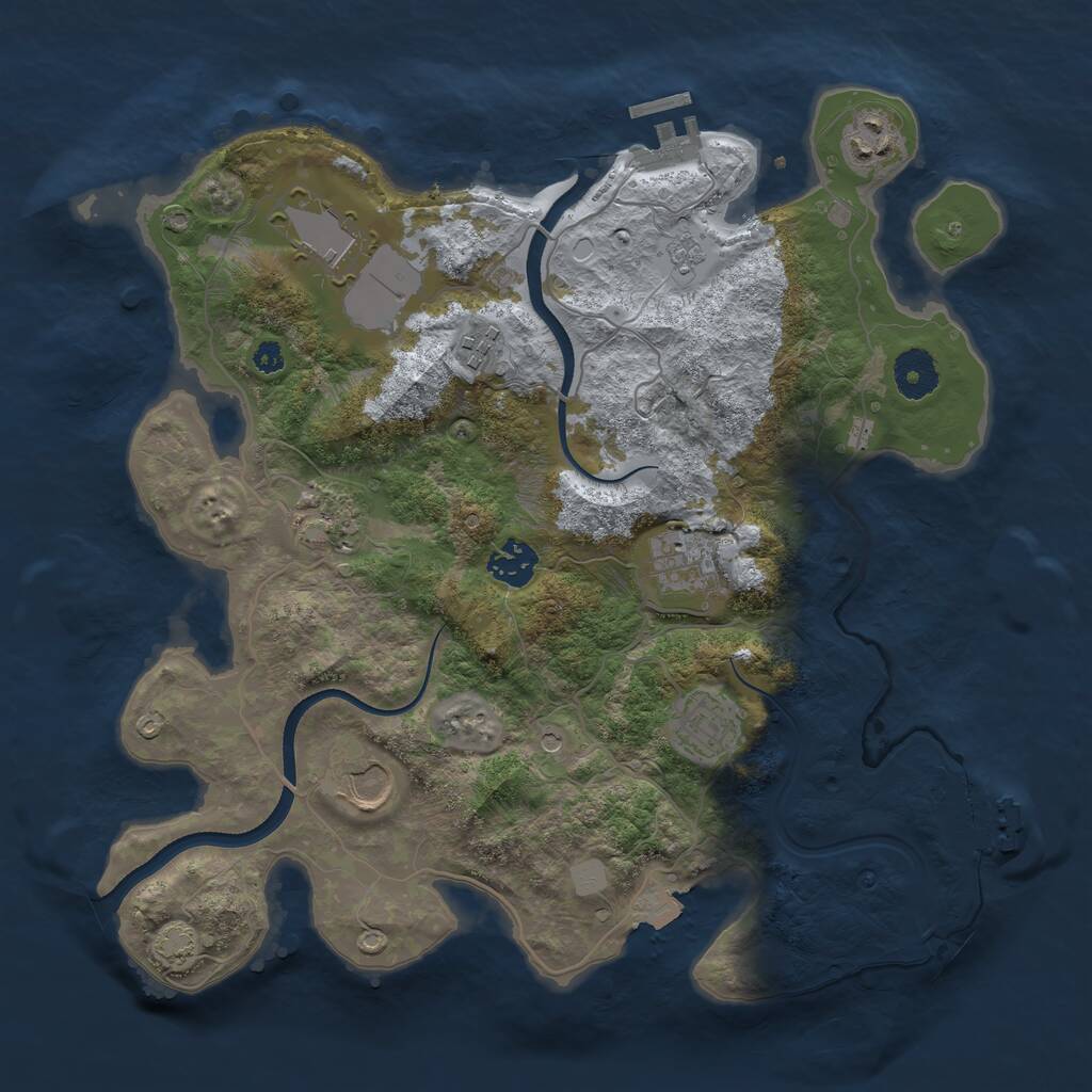 Rust Map: Procedural Map, Size: 3500, Seed: 1203837895, 14 Monuments