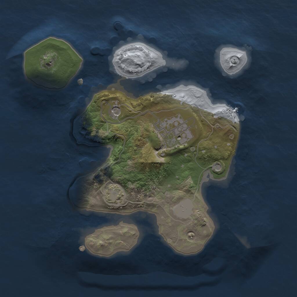 Rust Map: Procedural Map, Size: 2000, Seed: 1640345551, 4 Monuments