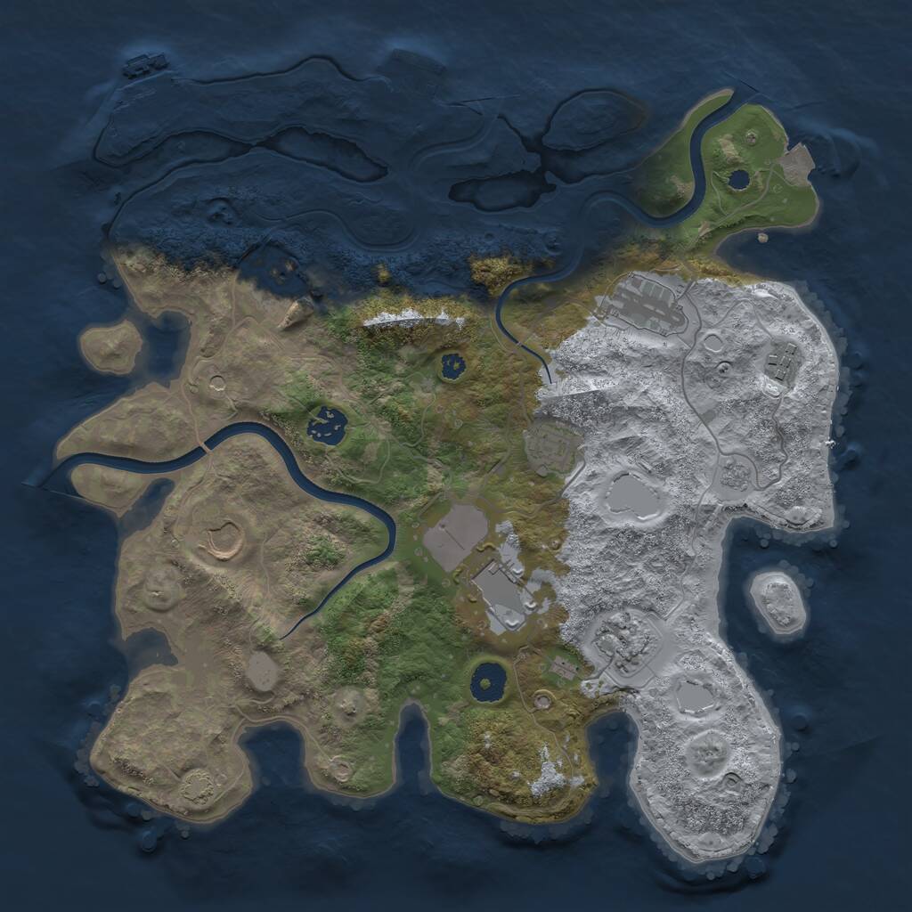 Rust Map: Procedural Map, Size: 3600, Seed: 736474, 14 Monuments