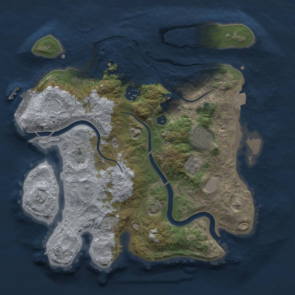 Rust Map: Procedural Map, Size: 3000, Seed: 94657945, 8 Monuments