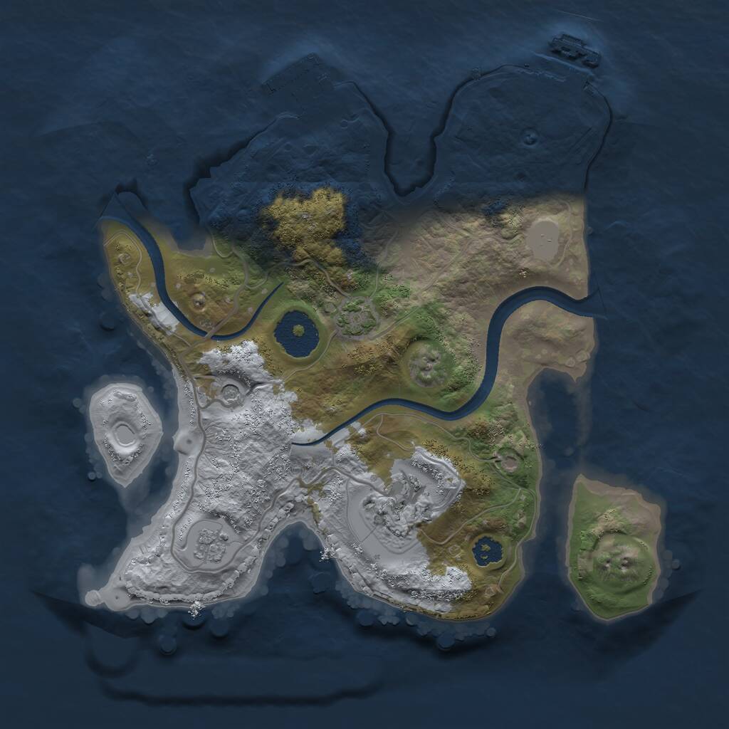 Rust Map: Procedural Map, Size: 2500, Seed: 2048380225, 7 Monuments