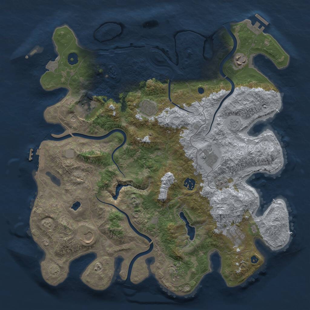 Rust Map: Procedural Map, Size: 4000, Seed: 2136133221, 15 Monuments