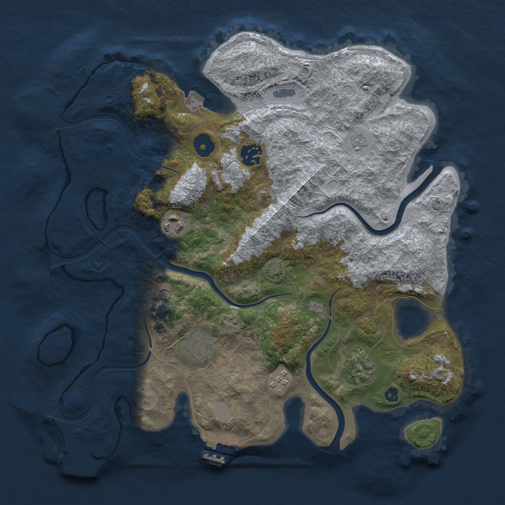 Rust Map: Procedural Map, Size: 3500, Seed: 942290244, 11 Monuments