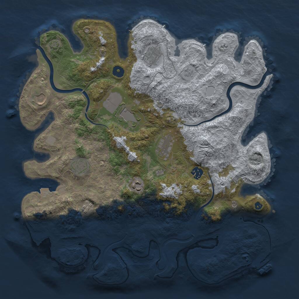 Rust Map: Procedural Map, Size: 3900, Seed: 96532539, 13 Monuments