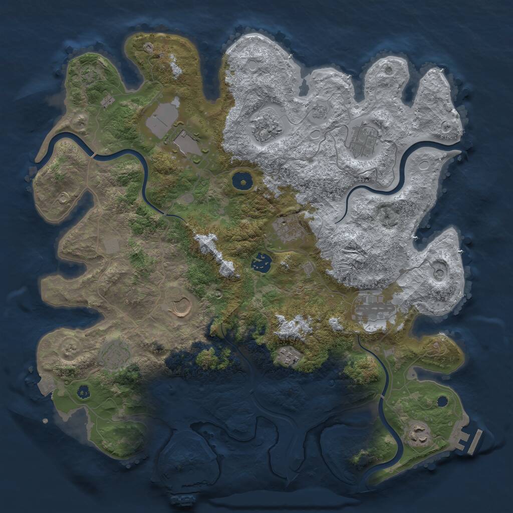 Rust Map: Procedural Map, Size: 3900, Seed: 96532539, 16 Monuments