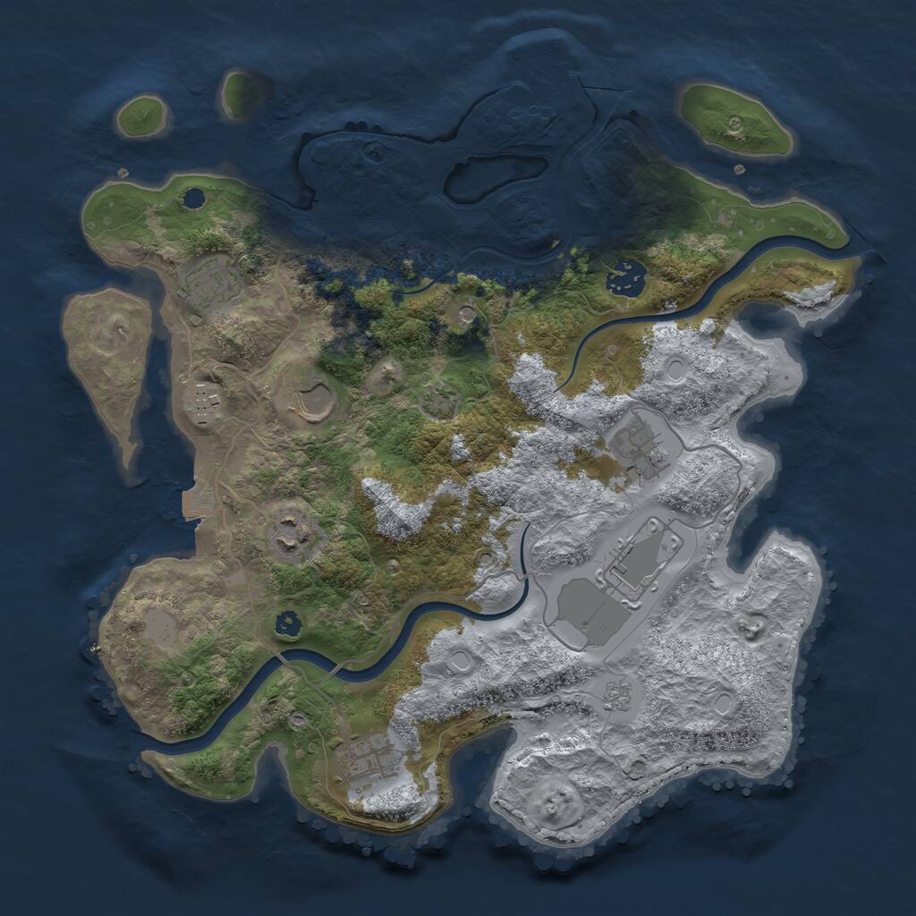 Rust Map: Procedural Map, Size: 3500, Seed: 16161616, 13 Monuments