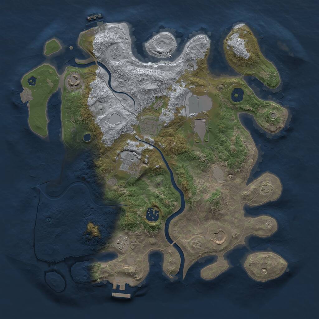 Rust Map: Procedural Map, Size: 3500, Seed: 101438041, 13 Monuments