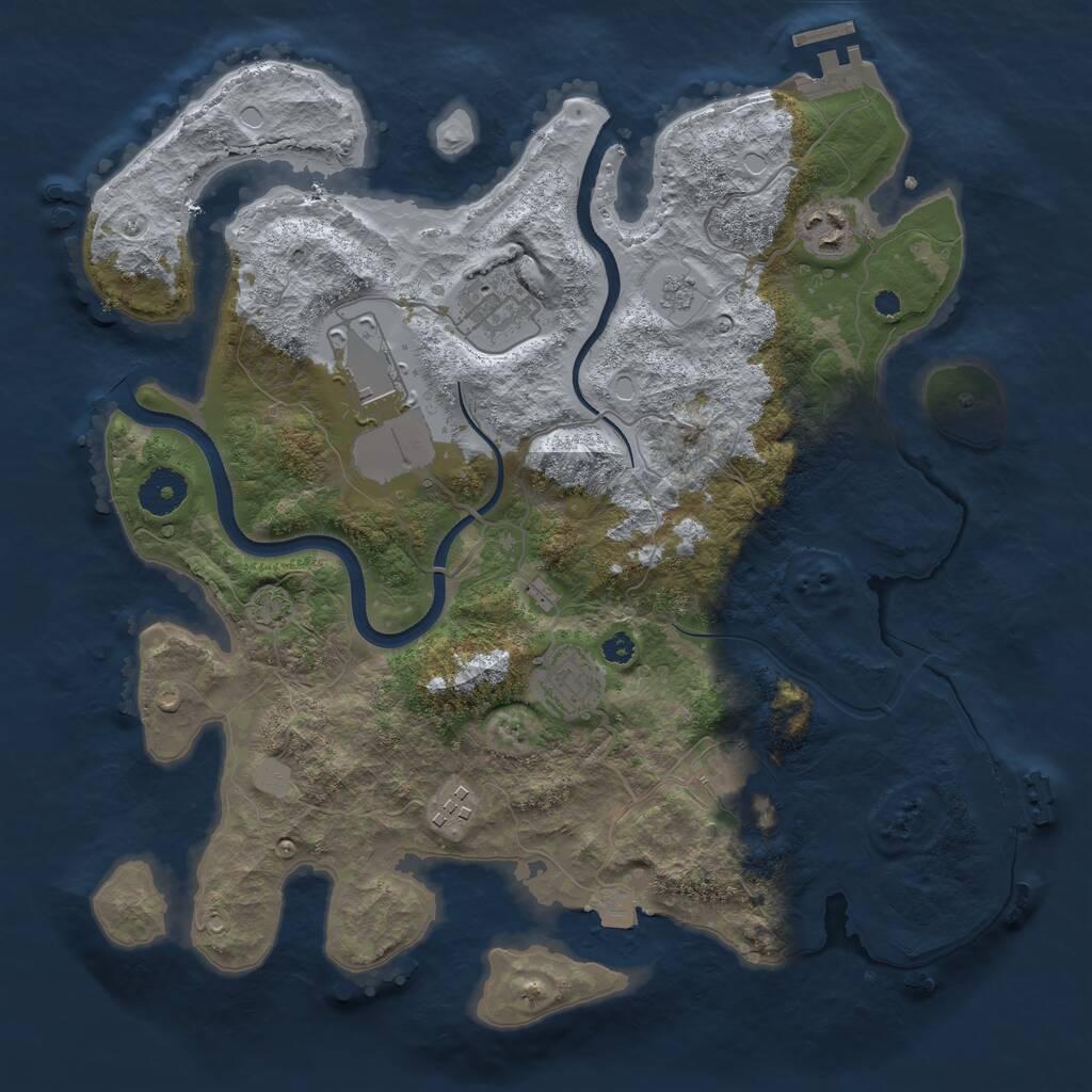 Rust Map: Procedural Map, Size: 3500, Seed: 1282862080, 11 Monuments