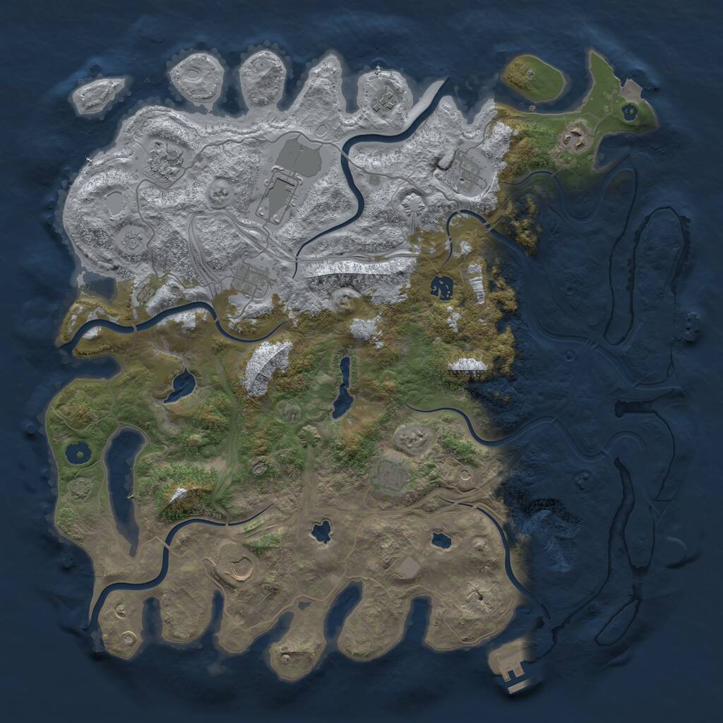 Rust Map: Procedural Map, Size: 4500, Seed: 1692641461, 15 Monuments