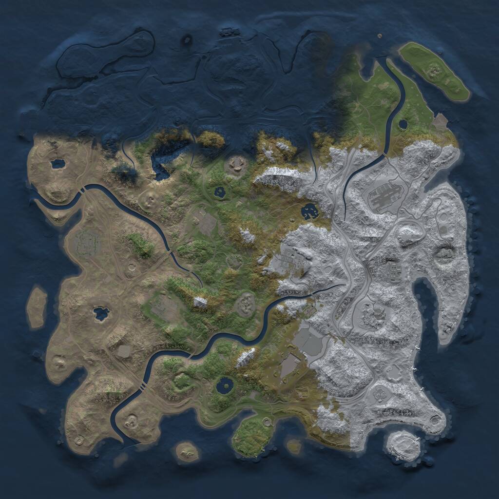 Rust Map: Procedural Map, Size: 4500, Seed: 177655403, 16 Monuments