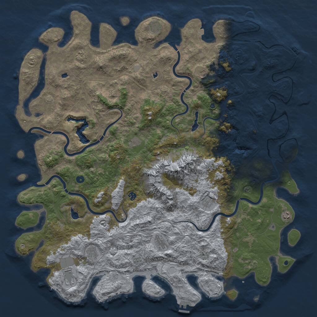 Rust Map: Procedural Map, Size: 6000, Seed: 1866584368, 17 Monuments