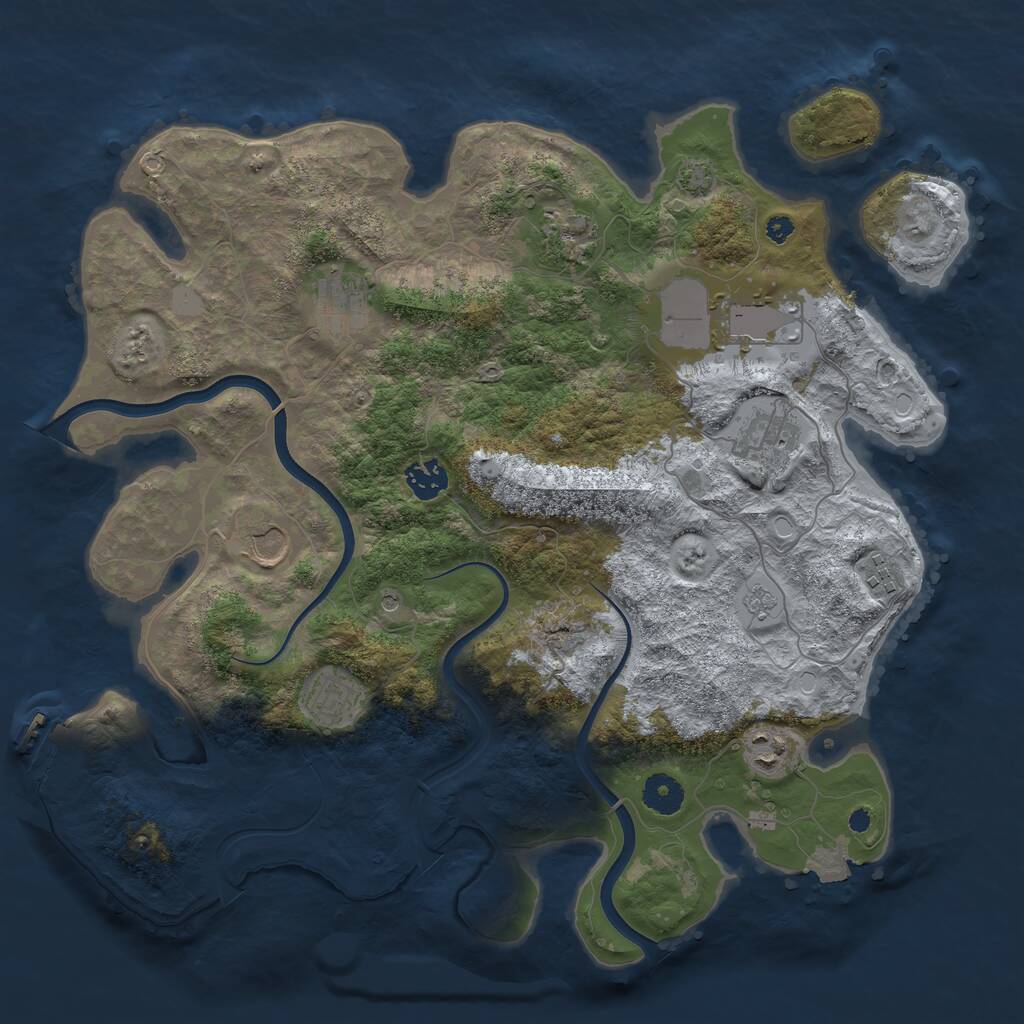 Rust Map: Procedural Map, Size: 3800, Seed: 428974848, 14 Monuments