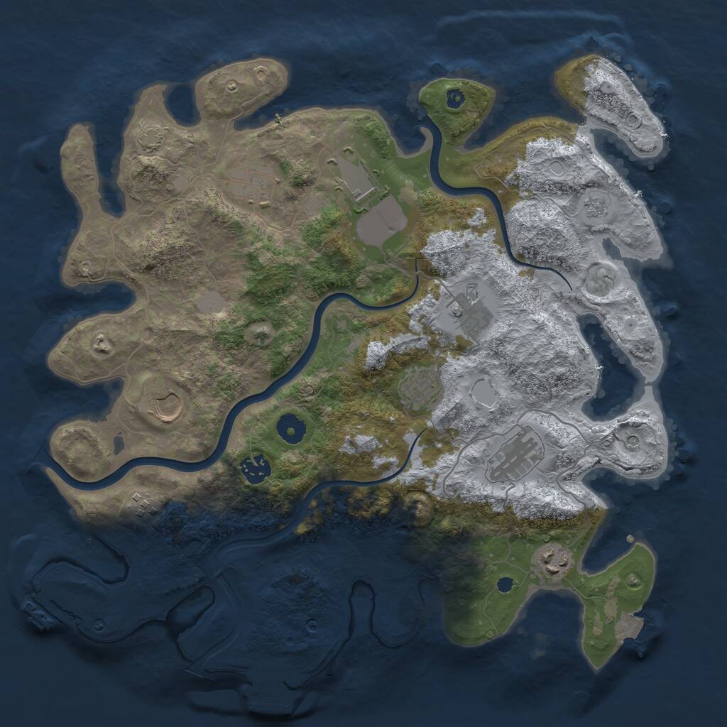 Rust Map: Procedural Map, Size: 3750, Seed: 1990263790, 15 Monuments