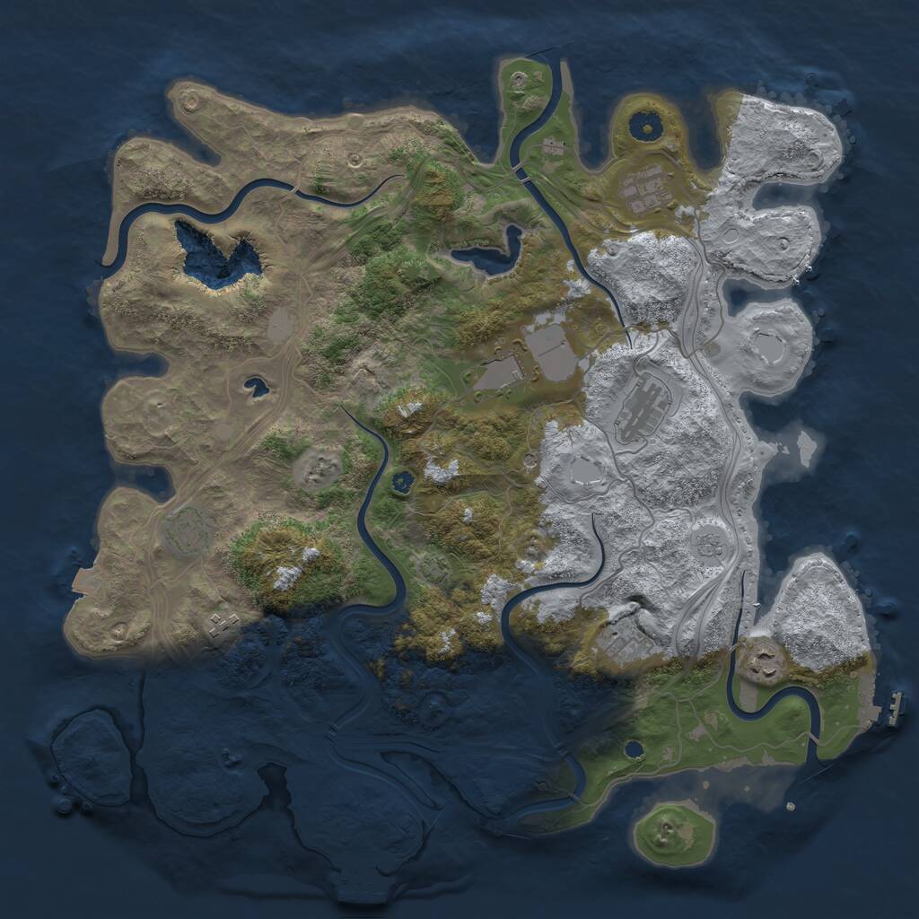 Rust Map: Procedural Map, Size: 4250, Seed: 1840637774, 13 Monuments