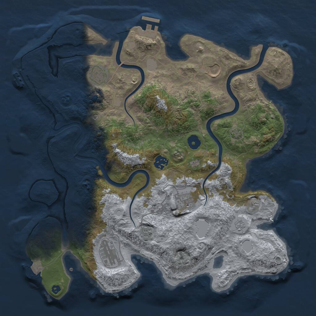Rust Map: Procedural Map, Size: 3550, Seed: 693611944, 12 Monuments