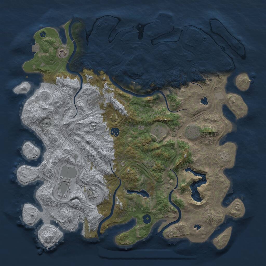 Rust Map: Procedural Map, Size: 4500, Seed: 223655556, 13 Monuments