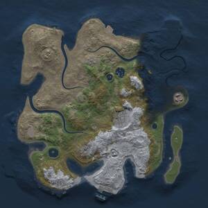 Thumbnail Rust Map: Procedural Map, Size: 3250, Seed: 1675832322, 10 Monuments