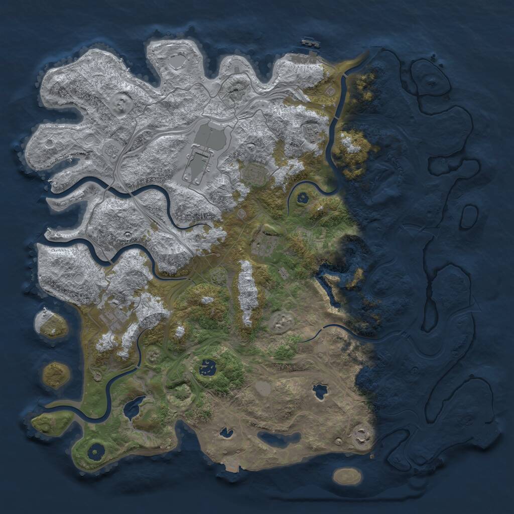 Rust Map: Procedural Map, Size: 4500, Seed: 1204070529, 12 Monuments